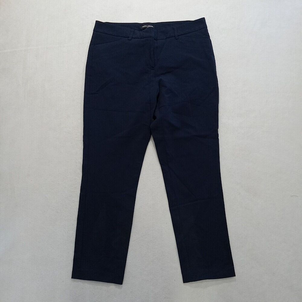 Mario Serrani Italy Dress Pants Women's Size 10 Dark Blue Faux Pockets Cropped